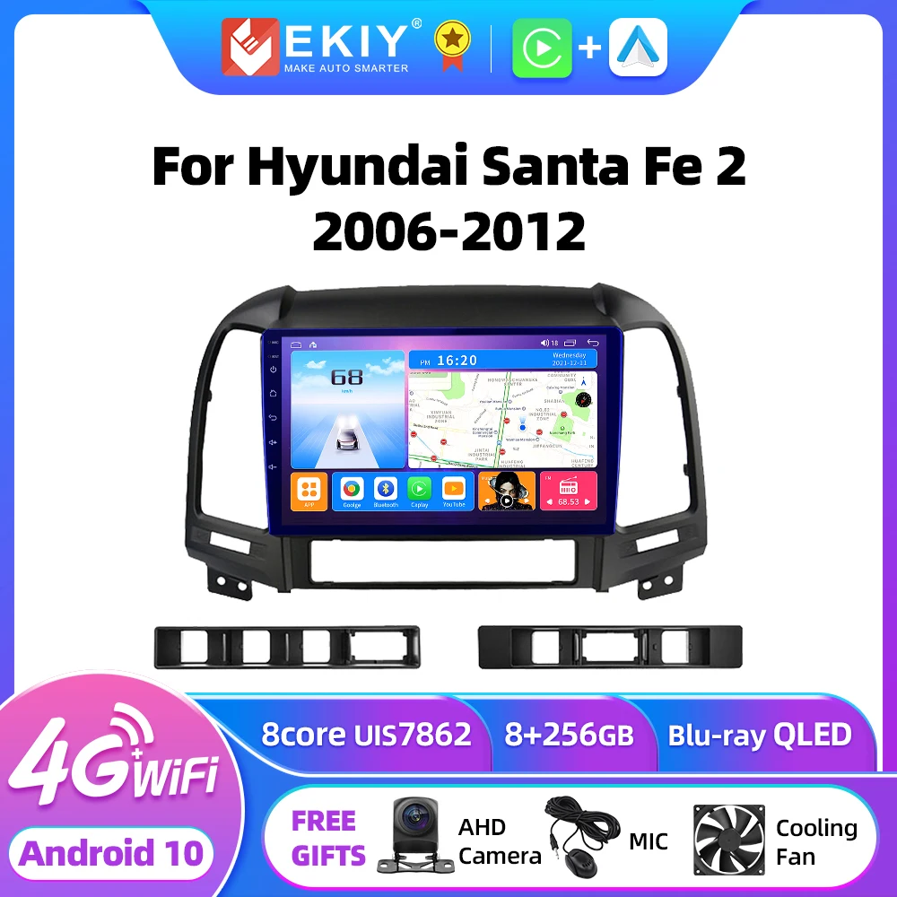 

EKIY T7 Android 10 Radio For Hyundai Santa Fe 2 2006-2012 Stereo Car Radio Multimedia Video Player AI Voice Carplay No 2din DVD