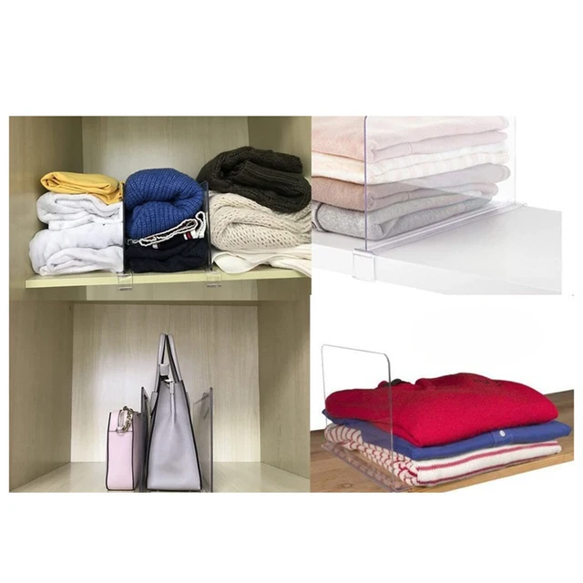 10 Divisori Trasparenti Per Mensole - Organizzatore Armadio Multiuso Per Cucina, Ufficio, Guardaroba