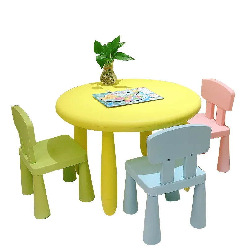 Kids Early Education Class Study Write Table Chair Sets Easy Clean Baby Plastics Table with 4 Chairs Kindergarten Desk Stools