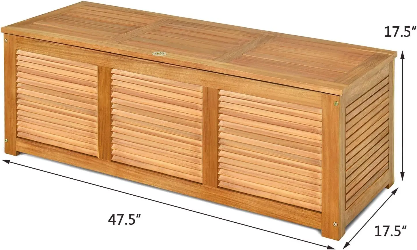 47 Gallon Acacia Wood Deck Box, Garden Backyard Storage Bench, Outdoor Storage Container for Patio Furniture Cushions a 3