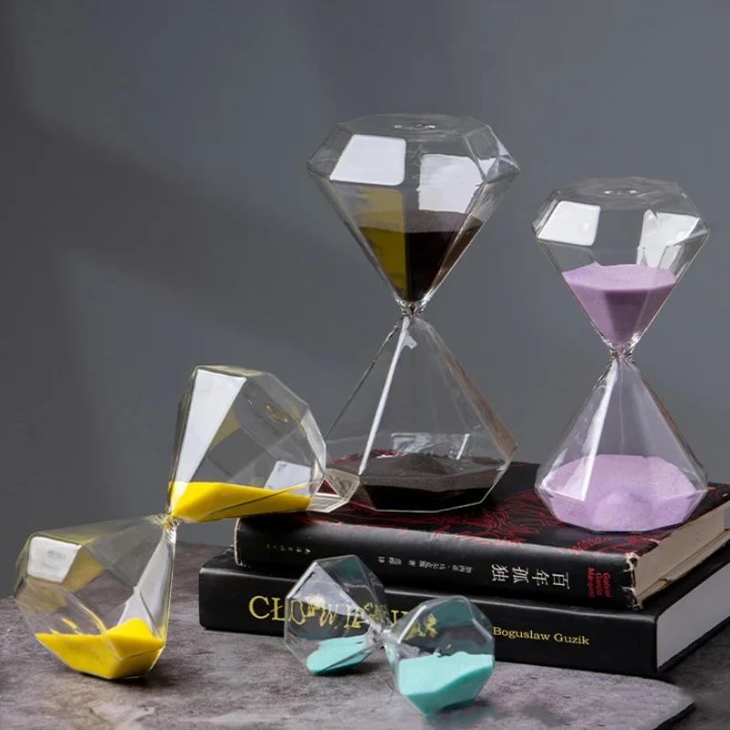 

5/15/30/60 Minutes Diamond Styling Handmade Glass Hourglass Creative Modern Nordic Ornaments Sand Clock Colorful Sandglass Timer