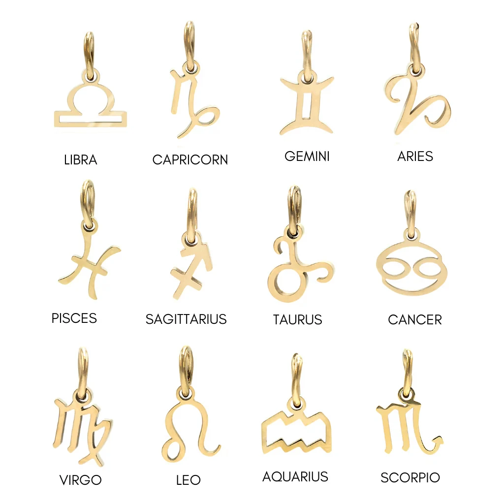 Stainless Steel Zodiac Star Pendant Necklace Accessory