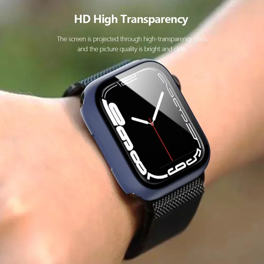 Durable Glass Screen Protector & Protective Bumper Case for Apple Watch Accessories