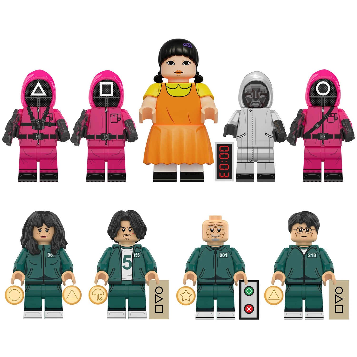 9pcs New Squid Game3 Anime Cartoon TV Bricks Toy Dolls Building Blocks Assemble Toys Model Children Christmas Gifts