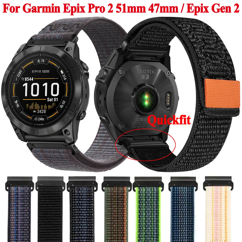 

Quickfit 26/22mm Band For Garmin Watch Epix Pro Gen 2 51mm 47mm Fenix 7X 7 Pro 6X 6 Pro 5 5X Plus Strap Wristband Bracelet