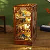 DIY Book Nook Wooden Miniature Model Kit Chinese Ancient Town Bookend Assembled 3D Puzzle Bookshelf Home Decor Friends Gifts 1
