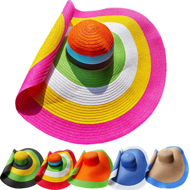 Summer 70cm Large Wide Brim Sun Hats For Women Oversized Beach Hat