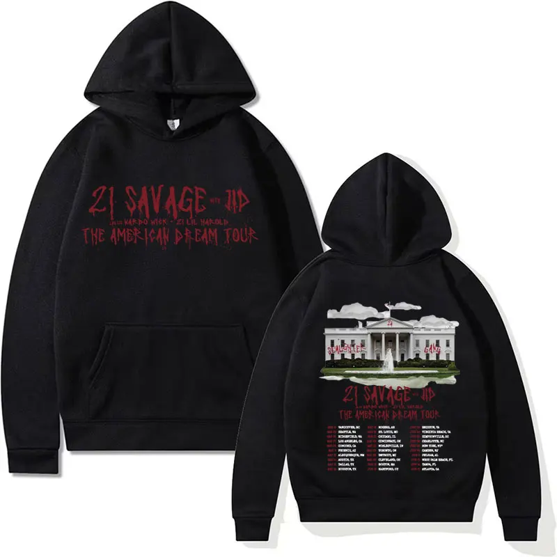 

Rapper 21 Savage - The American Dream Tour 2024 Concert Hoodies Men's Women Fashion Hip Hop Vintage Sweatshirt Hoodie Streetwear