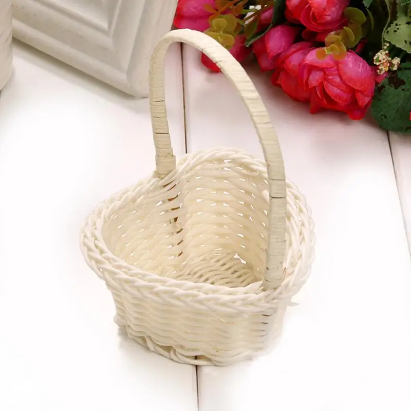 Heart Shaped Rattan Flower Girl Basket for Weddings