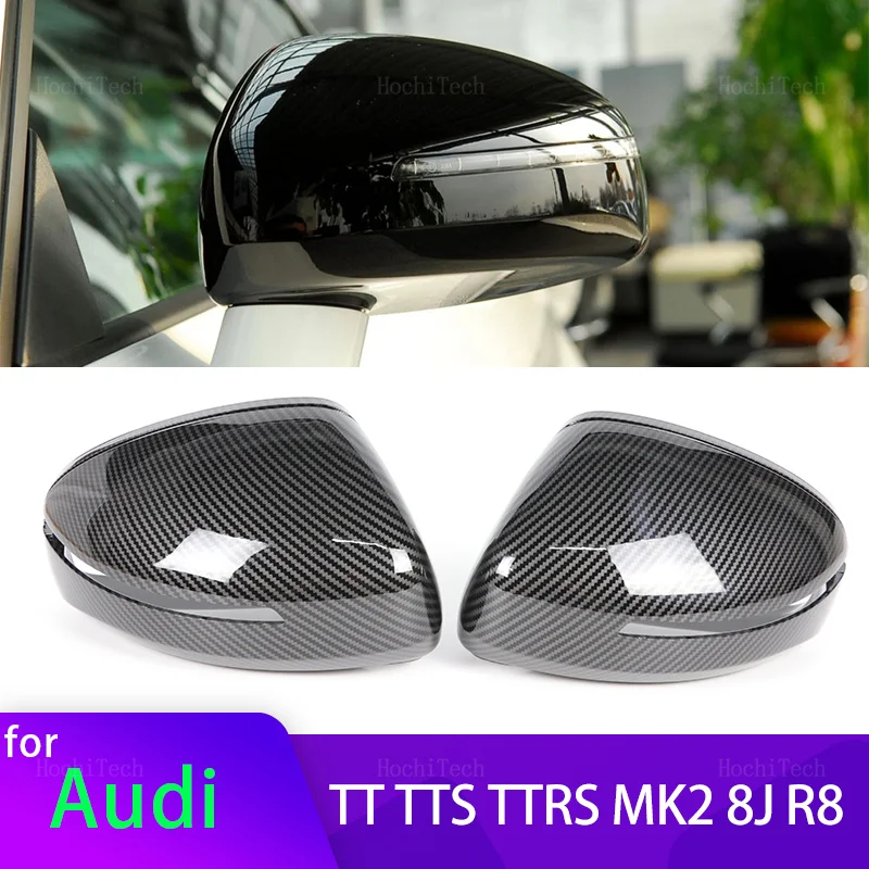 

Carbon Fiber Glossy Black Replacement Rearview Side Mirror Covers Cap For Audi TT TTS TT RS 8J MK2 2007-2014 R8 42 2007-2015