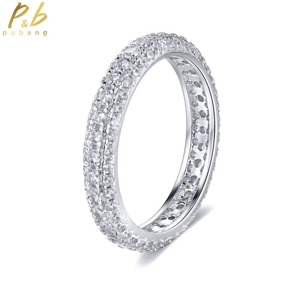 

PuBang Fine Jewelry 100% 925 Sterling Silver Created Moissanit Simple Diamond Row Ring for Women Anniversary Gifts Drop Shipping