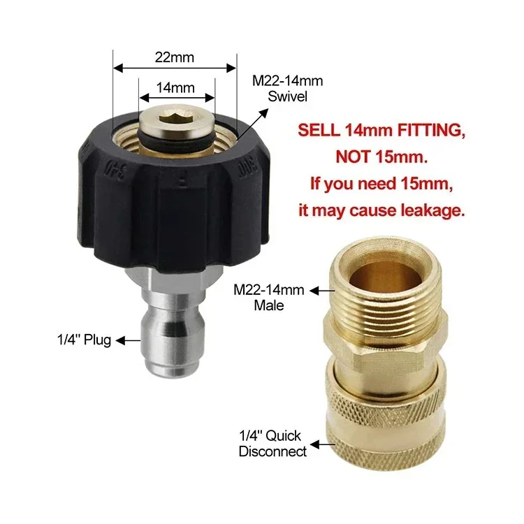 �з� �ͼ� �� Ŀ���� ����� ŰƮ, ���� Ȳ�� ����, M22 14mm X 3/8 ��ġ, 5000 PSI