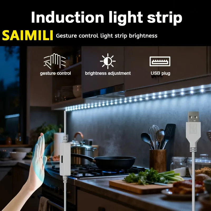 Vibrant USB LED Strip Lights with Hand Scan Switch