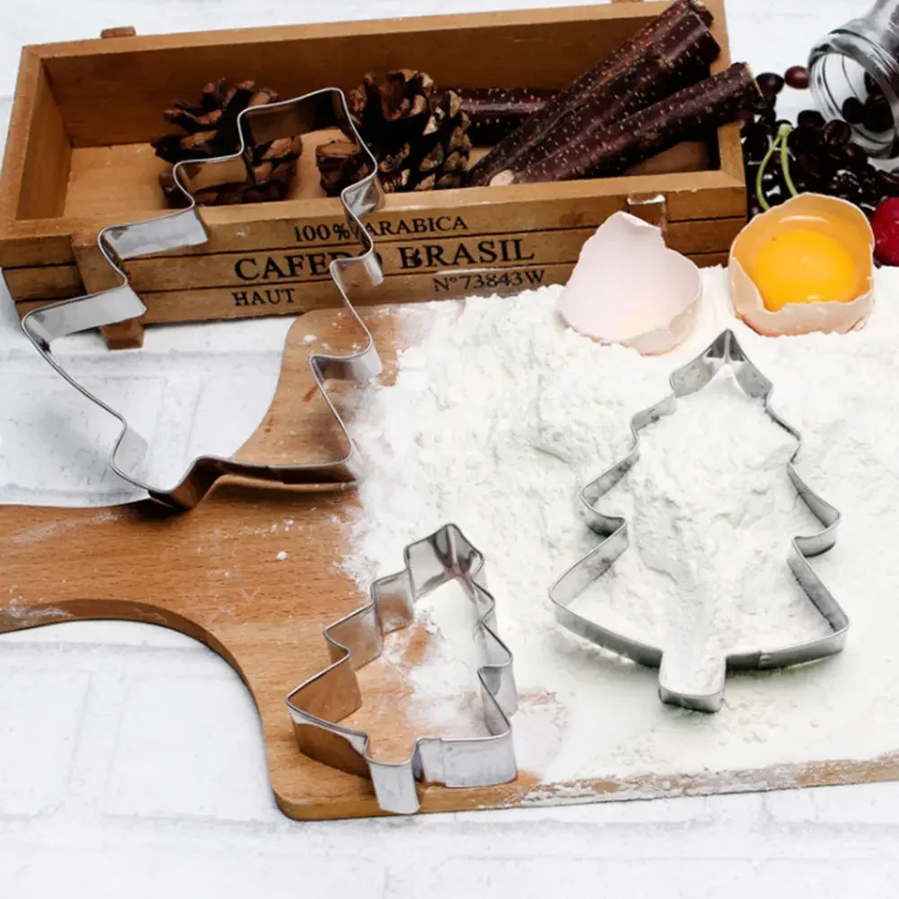 Cookie Cutters Christmas Tree Snowman Gingerbread Boy Candy Cutters 3 Pieces Set