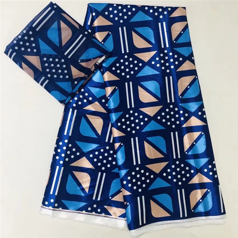 Latest african wax pattern satin silk fabric for dress creative digital print wax satin silk fabric