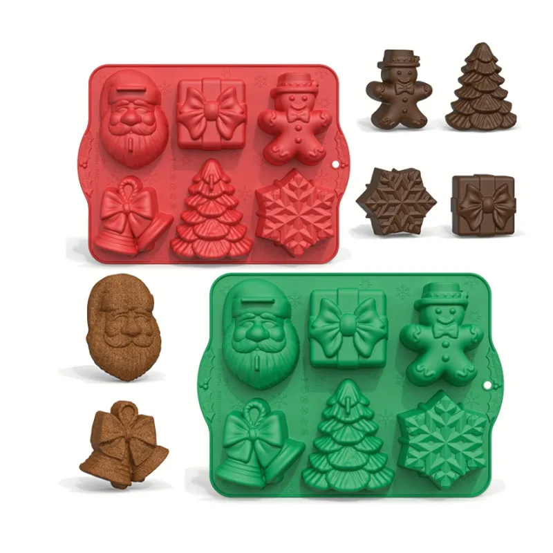 Silicone Baking Molds Set Santa Tree Snowflake Gift Shapes for Holiday Cookies Chocolates Baking Molds DIY Christmas Treats