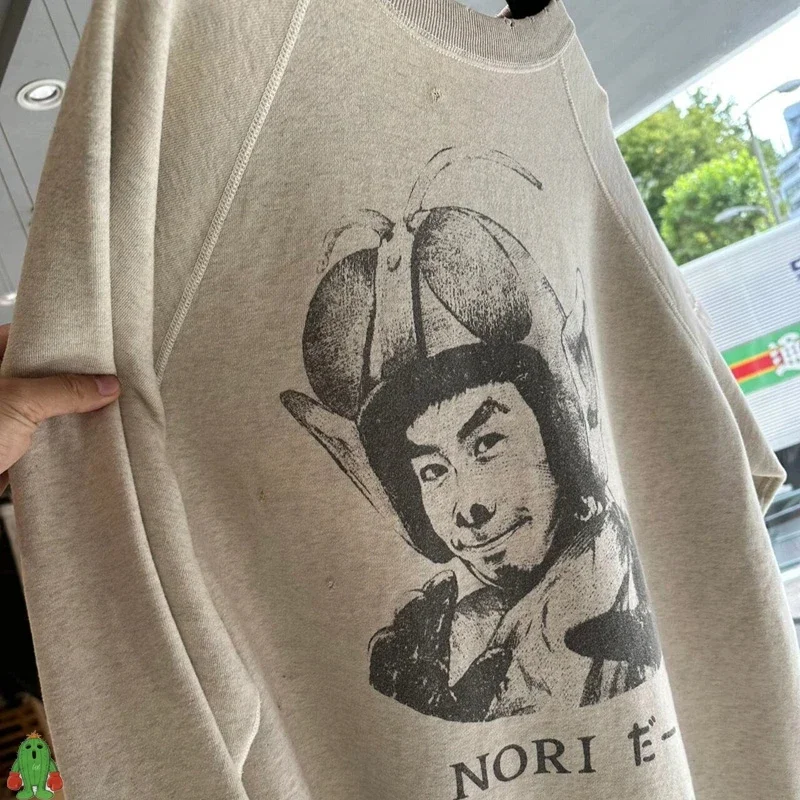 

Saint Michael Hoody Wash Old Gray Sweatshirts High Quality Portrait Print Round Neck Pullover Men Women Casual SAINT Hoodies