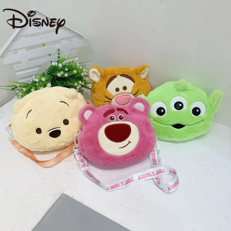 Miniso Disney Mickey Strawberry Bear Cartoon Handbag Winnie The Pooh Cute Creative Messenger Bag Storage Bag