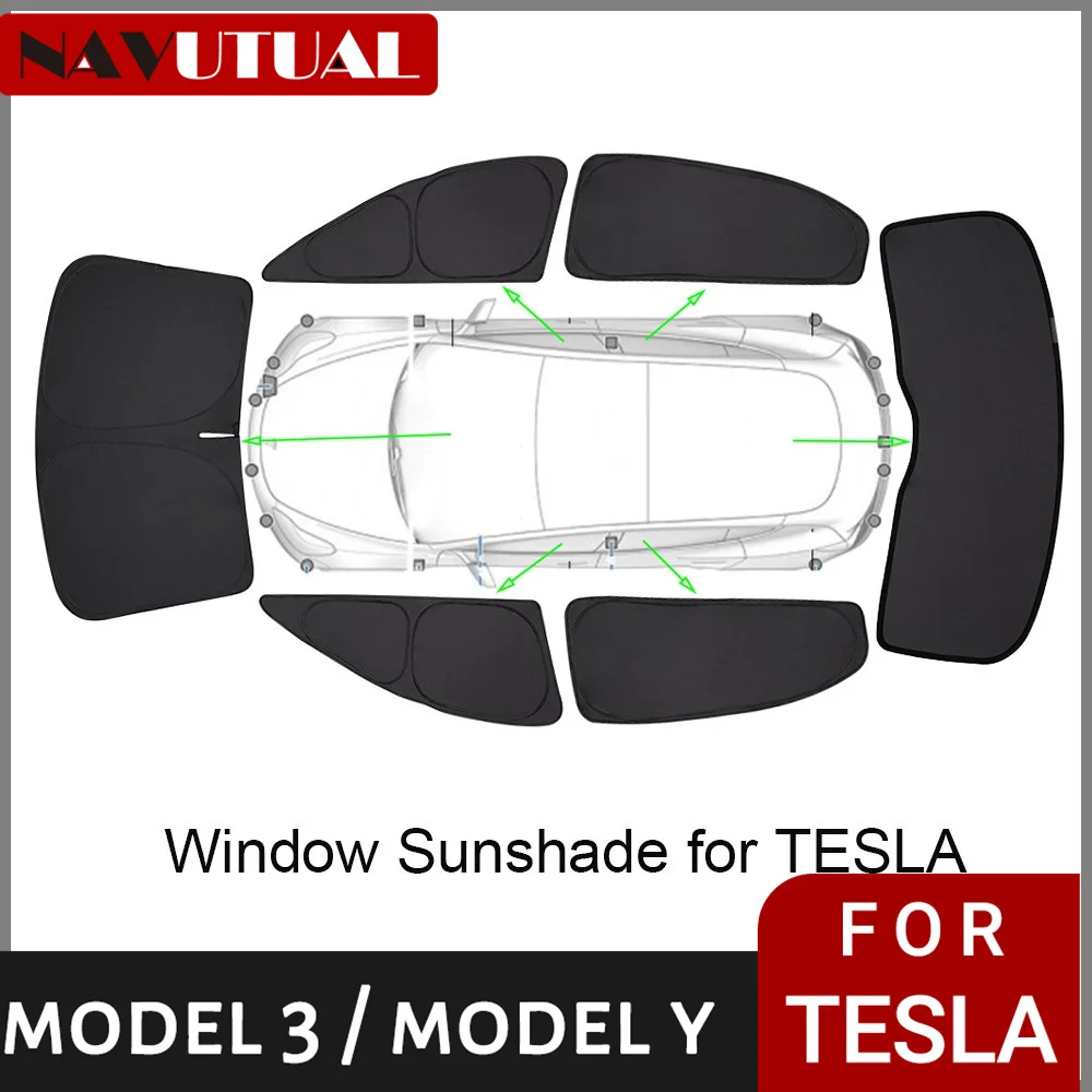 

Privacy Sun Shade for Tesla Model 3 Y Custom-Fit Car Side Window Sunshade Blind Shading for Camping Hiking Rest Accessories