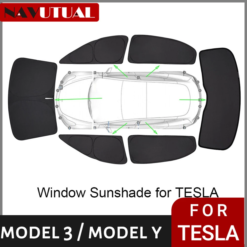 Privacy Sun Shade for Tesla Model 3 Y CustomFit Car Side Window Sunshade Blind Shading for