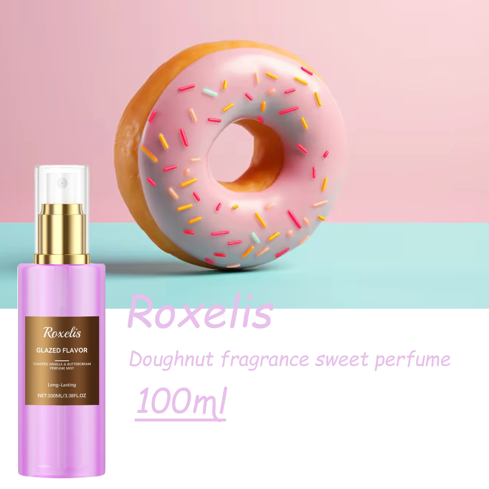 Roxelis Donut Body Fragrance Mist Sweet Natural Scent Long Lasting All Day Charm Dating Spray