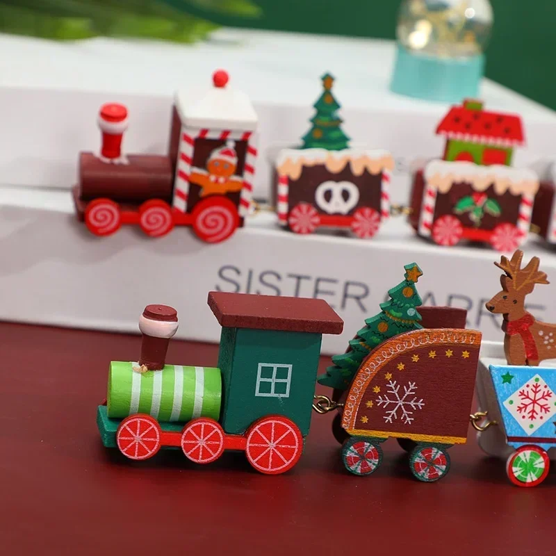 Christmas Wooden Small Train Children Kindergarten GiftTrain Desktop Decoration Ornaments Christmas Decorations Children Gifts