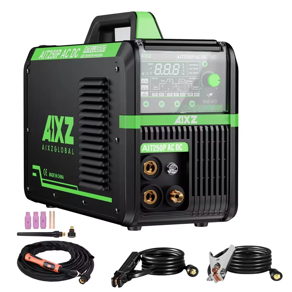 AIXZ 5 in 1 HF TIG AC/DC Aluminum Welding Machine AIT250P MMA ARC Argon Precise Digital Pulse 2T/4T TIG Welder IGBT Inverter