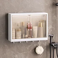 Bathroom wall-mounted storage box Toiletry-skincare products perforation-free storage rack Household dustproof storage box 1
