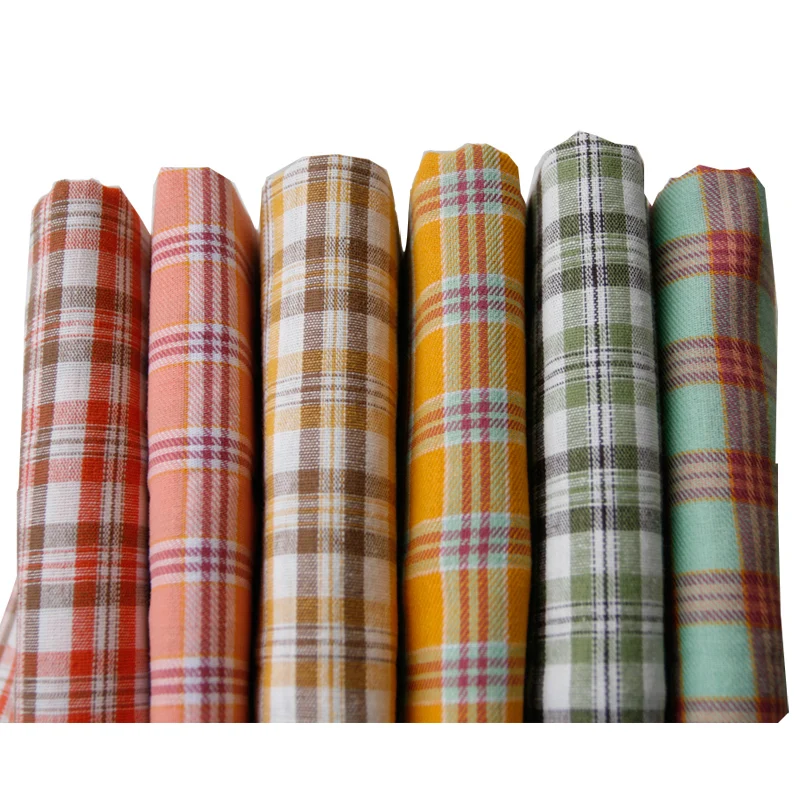 140x50cm Colored Plaid lattice Yarn-Dyed Cotton Fabric Shirt Dress Garment Material Home Decoration Cloth 180g/m