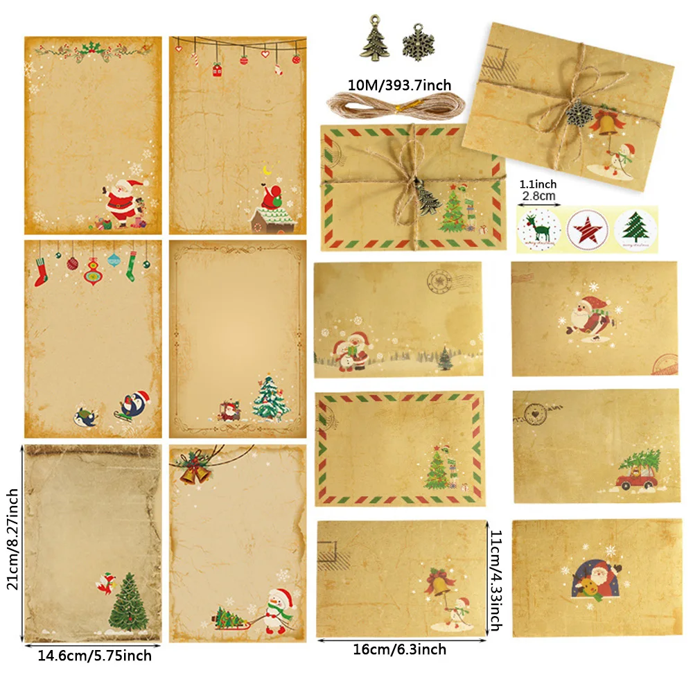 Enveloppes Décorées Motif Décoration De Noël - Lot Neuf, Papier 80 G/m², Vert, Marque Paper-Media