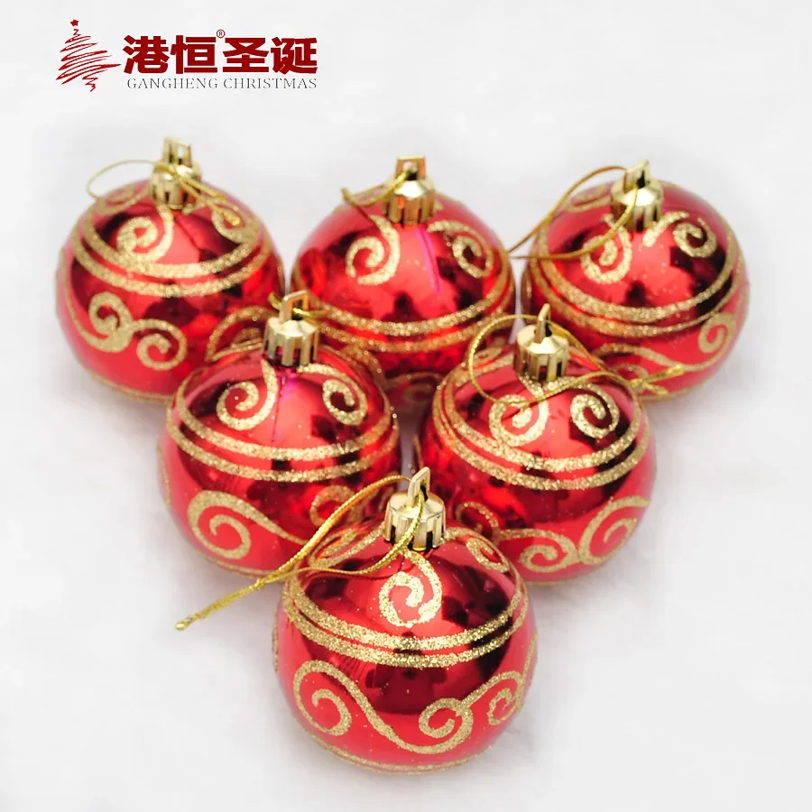 

Елочное украшение, 6 см золотые и яркие шары, набор из 6 шт., несколько цветов, 64 г