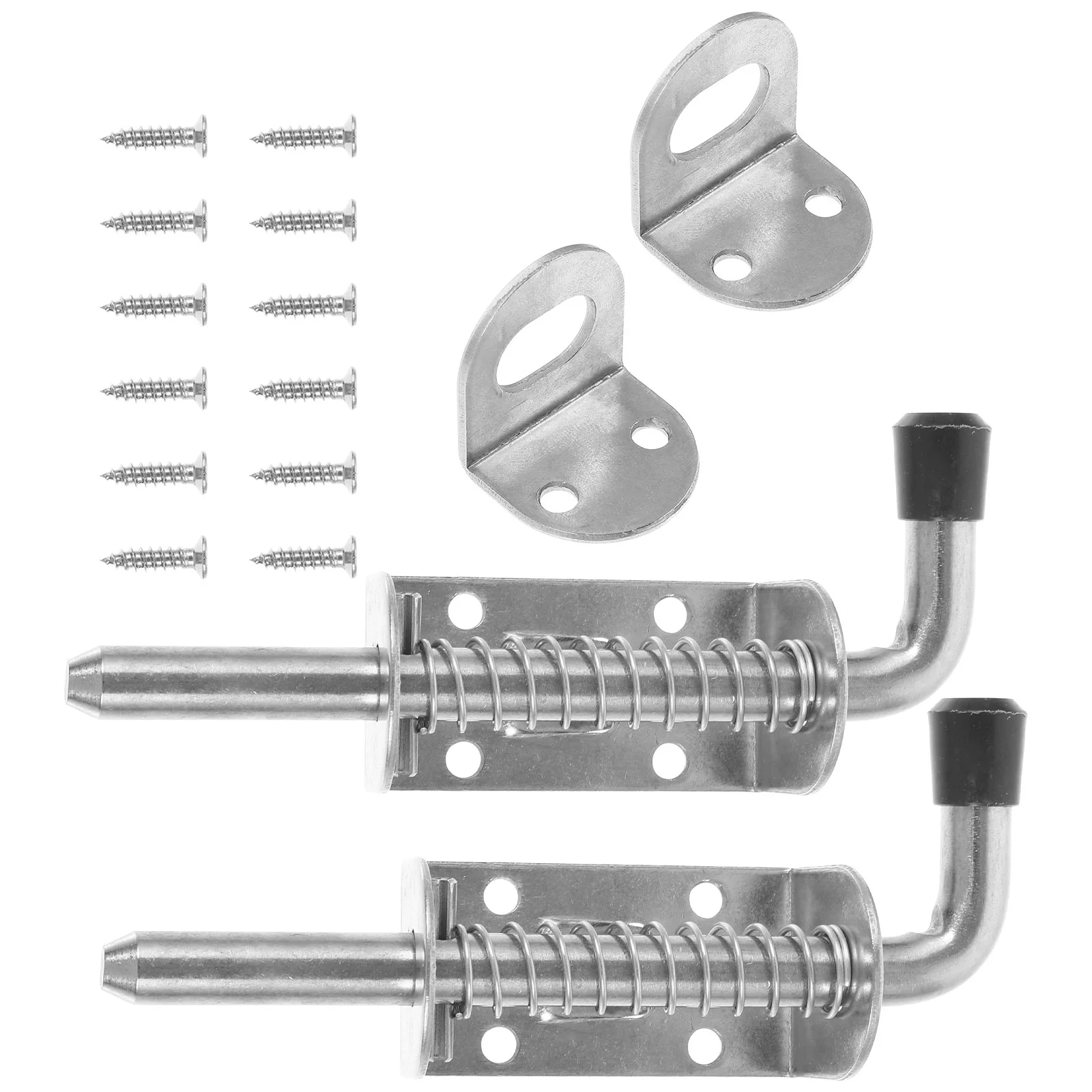 

2 Sets Plug Barrel Bolt Latch Bolts Lock Spring Loaded Pin Shed Hinges Stainless Steel Door Latches &
