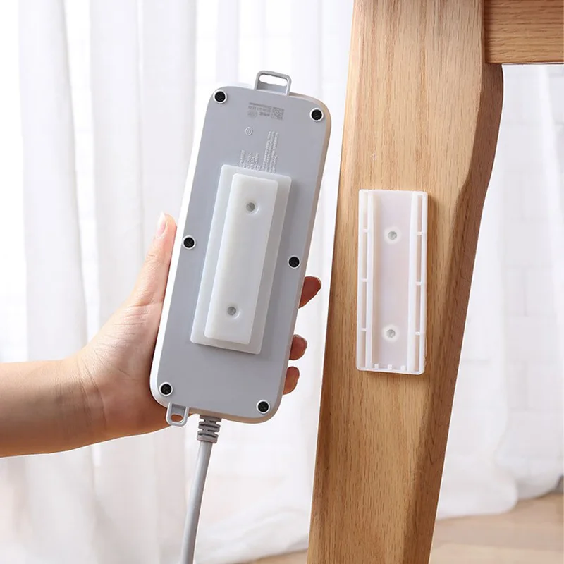 

2pcs Wall-Mounted Holder Punch-Free Plug Fixer Self-Adhesive Socket Fixer Cable Power Strip Holder Cable Wire Organizer Rack