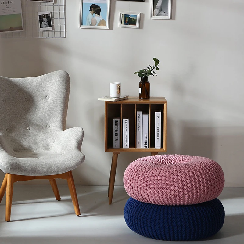 

Nordic cotton rope ins handmade woven children's donuts, sitting blocks, yoga mats, tatami, futon, foot rest, shoe changingstool