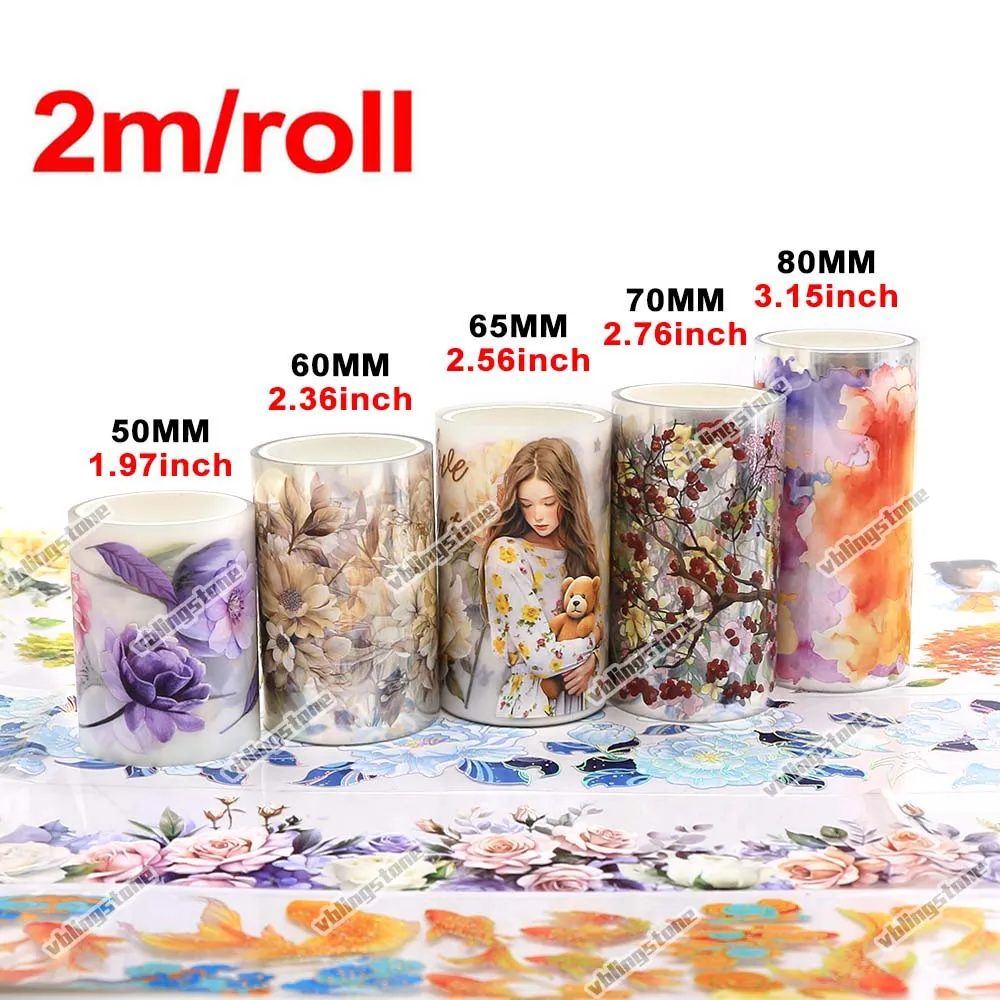 2m/롤 꽃 소녀 애완 동물 테이프 빈티지 Washi 테이프 Scrapbooking 마스킹 테이프 스티커 저널 미적 편지지