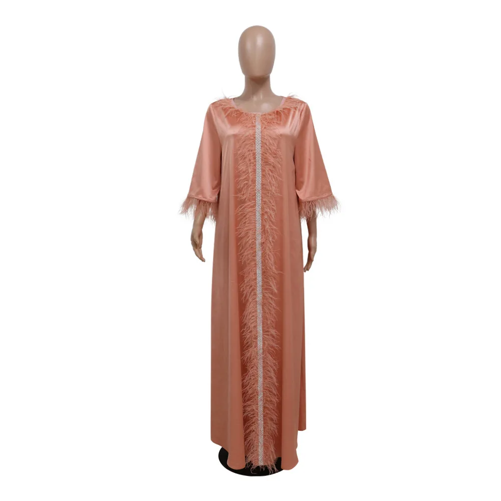 Satin Abaya Muslim Turkey Feather Caftan Marocain Arabic Luxury Saudi Women Evening Dress Abayas Dubai Kaftan Ramadan Jalabiya