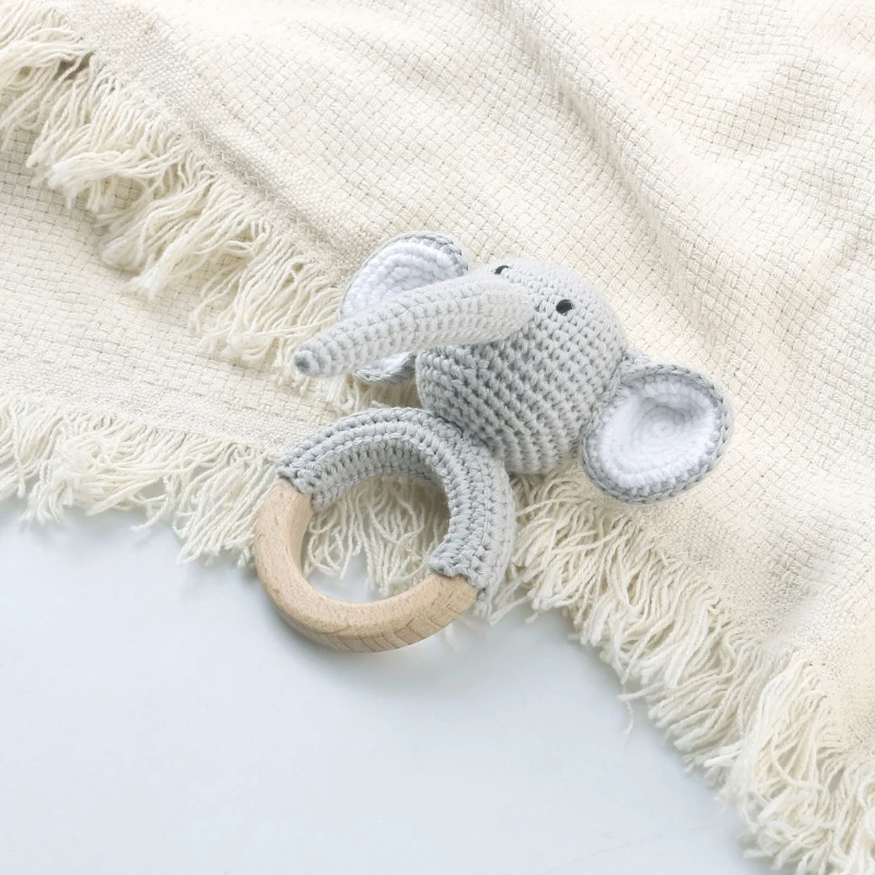 

F62D Baby Rattle Newborn Crochet Shaker Toy Teething Ring- Shaker Rattle Gift