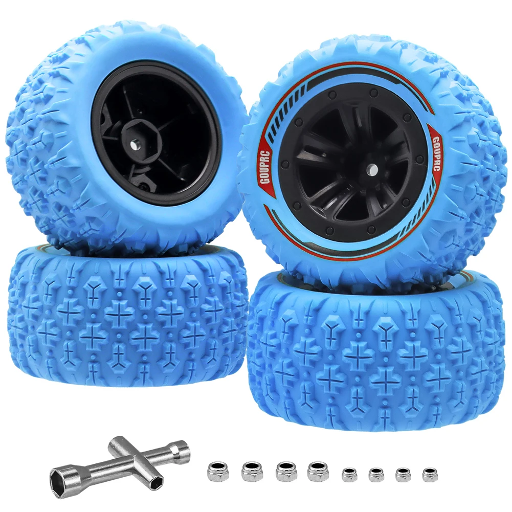 4Pcs 12mm Hex RC Wheel Tires Set Swamp Claw Mud Terrain Tires Accessories RC Wheels and Tires for 1/14 1/16 RC Car Crawler