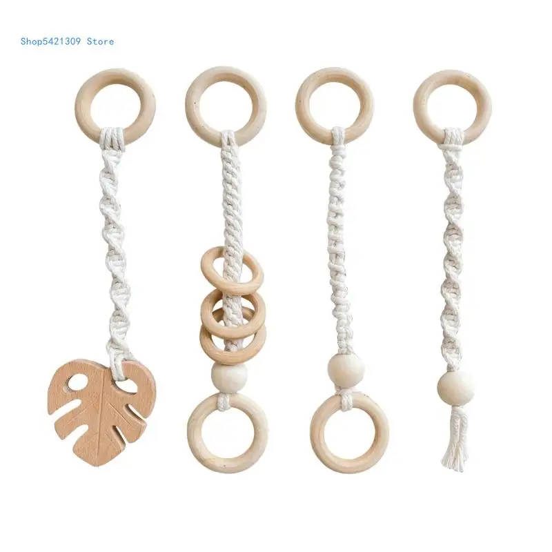

85WA 4Pcs Wooden Baby Gym Toy for Activity Gym Hanging Playing Gym Frame Accessories