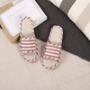 Women Cozy Flat Linen Shoes Autumn Men Indoor Home Linen Slides Four Season Floor Flip Flops Adults Comfortable Striped Sandals 4