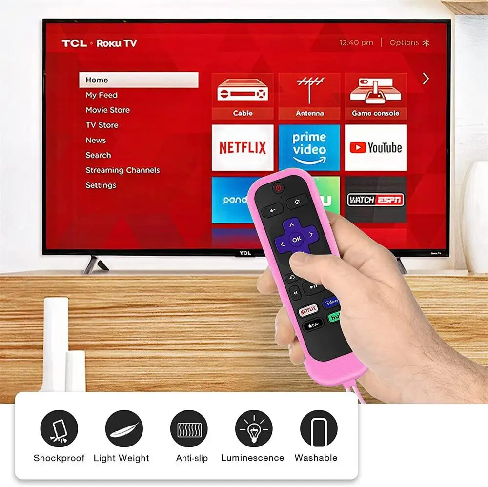 Silicone remote cover luminous for Roku TV Remote Roku Simple Remote Voice without Headphone Jack silicone remote case silicone remote sleeve silicone case protector remote controller cover