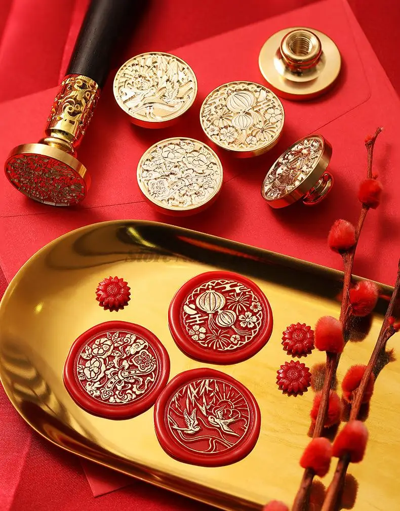 2022 Lunar New Year Stamp Sealing Seal Wax Fu Chun Chinese Traditional Elements Scrapbooking For Envelope Wedding Party