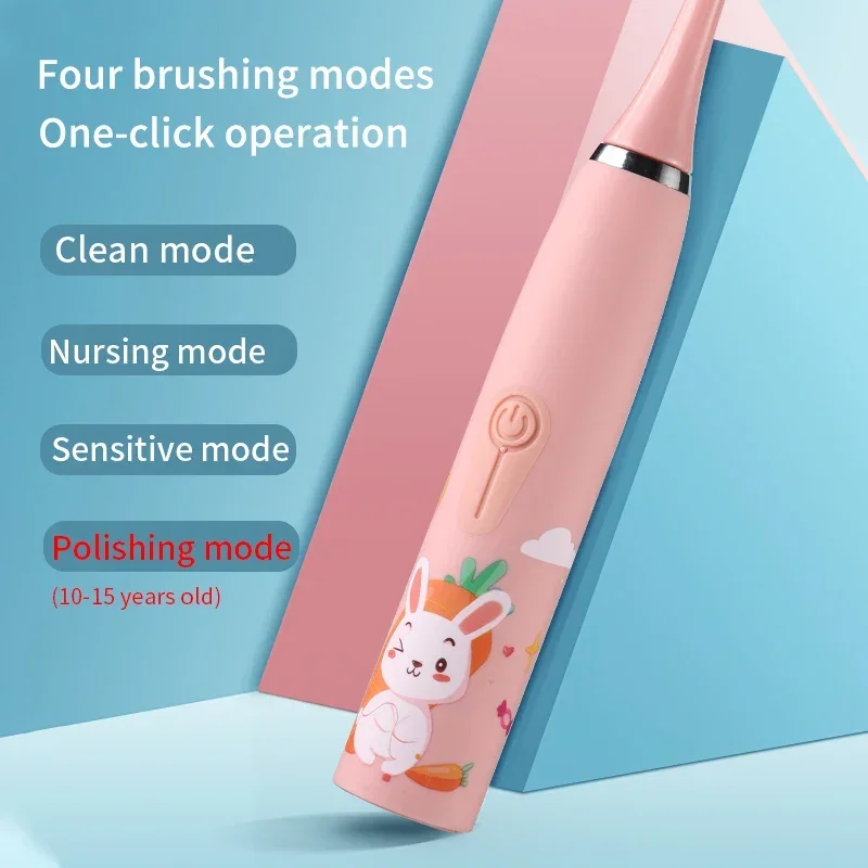 電動歯ブラシ 子供用ソニック電動歯ブラシ,漫画模様,歯ブラシヘッドの交換,超