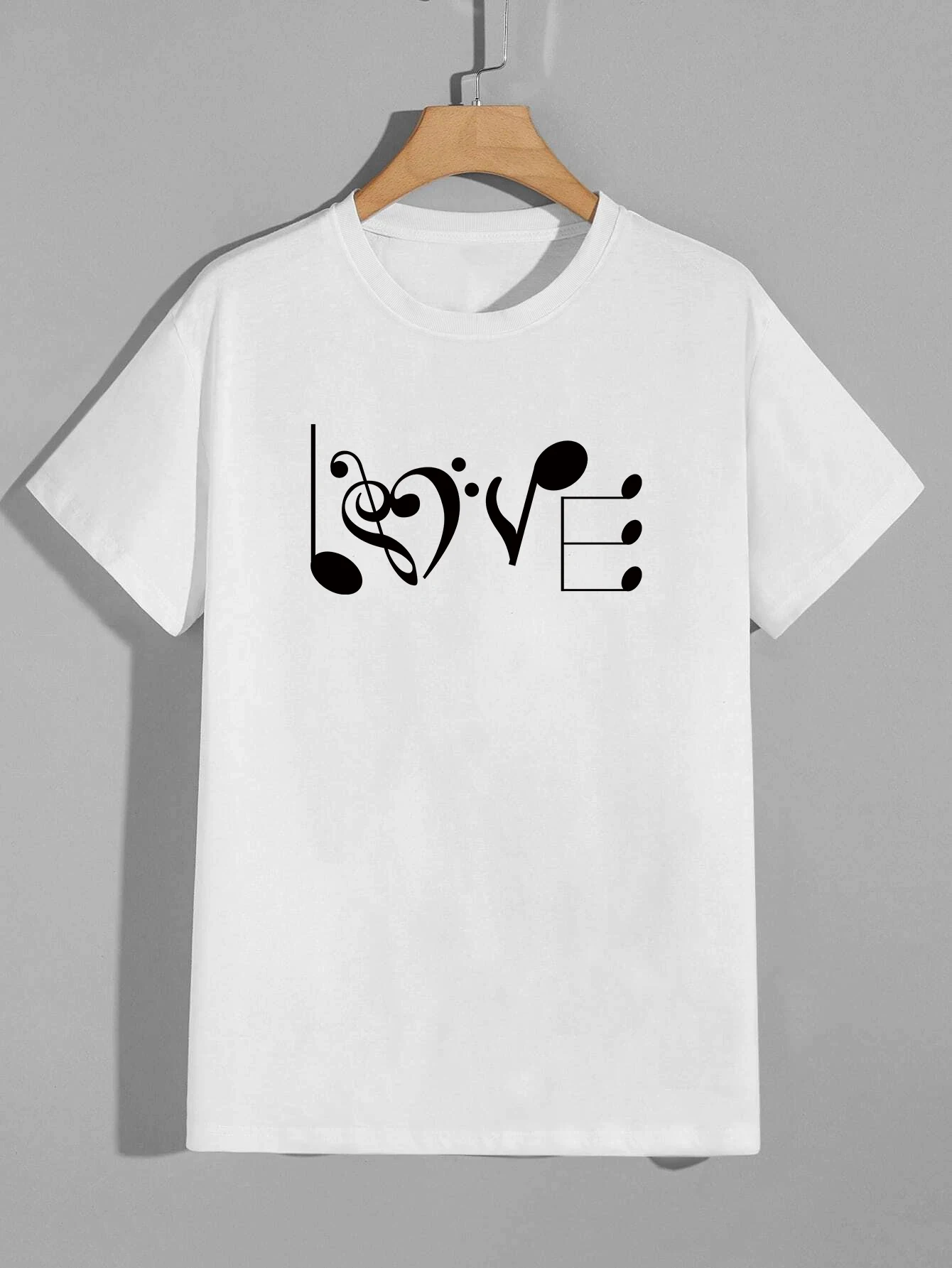 Musikk Herre Avslappet Trendy Grafisk Trykk Komfortable Rund Hals Kortermede T-skjorter, Sommer Overdimensjonerte Løse T-skjorter Best_voghion.com