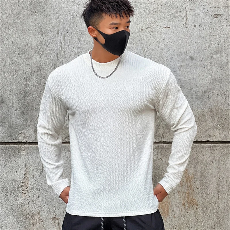 

spring Autumn Fitness long sleeve T-shirt pure color Stretch Sport Tees Training Loose Fitness Running Tops Men shirt Sportswear