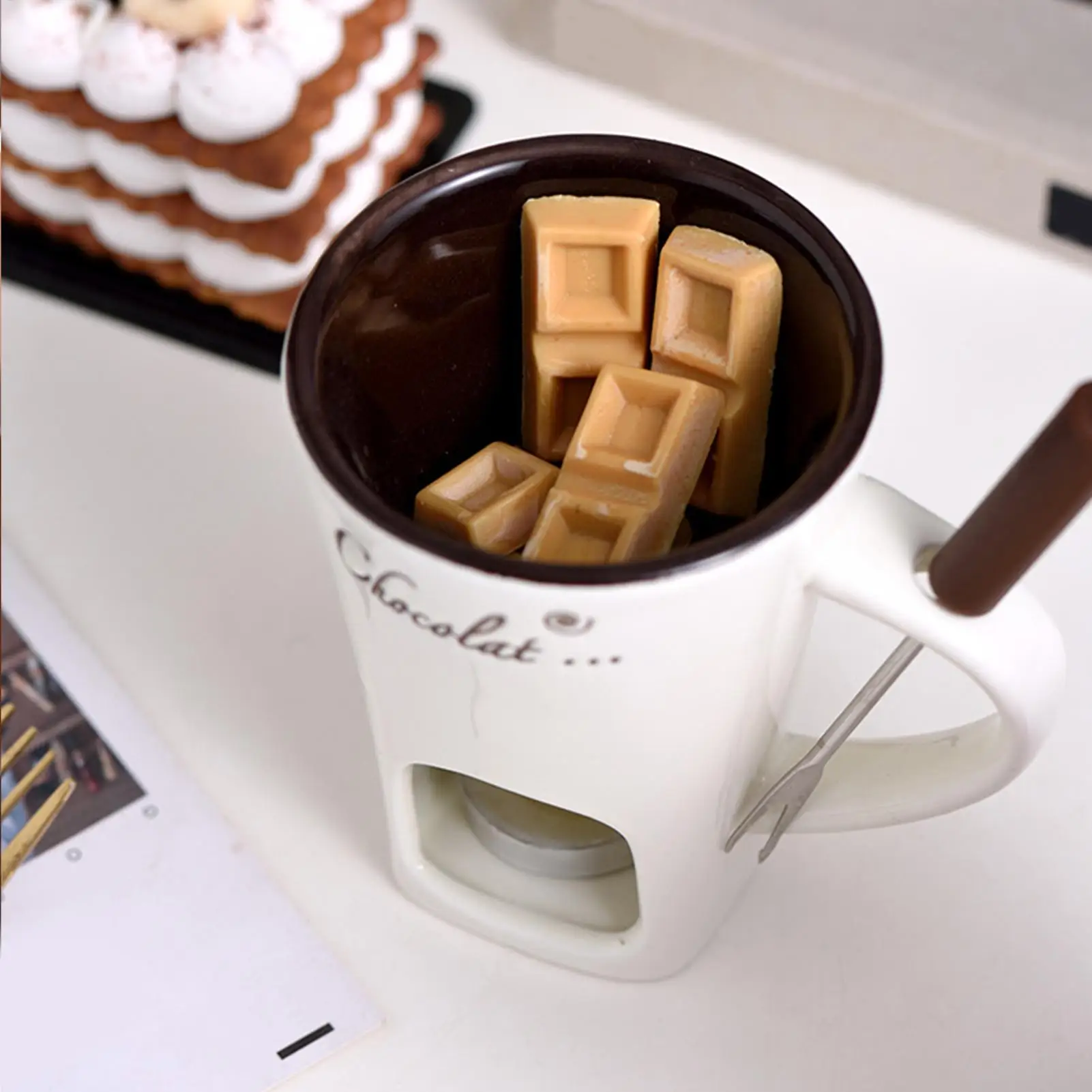 Chocolate Melting Mug Chocolate Melting Pot Ceramic Small Cheese Butter Fondue Cup For Seafood Dinner Appetizer Sauce Cheese