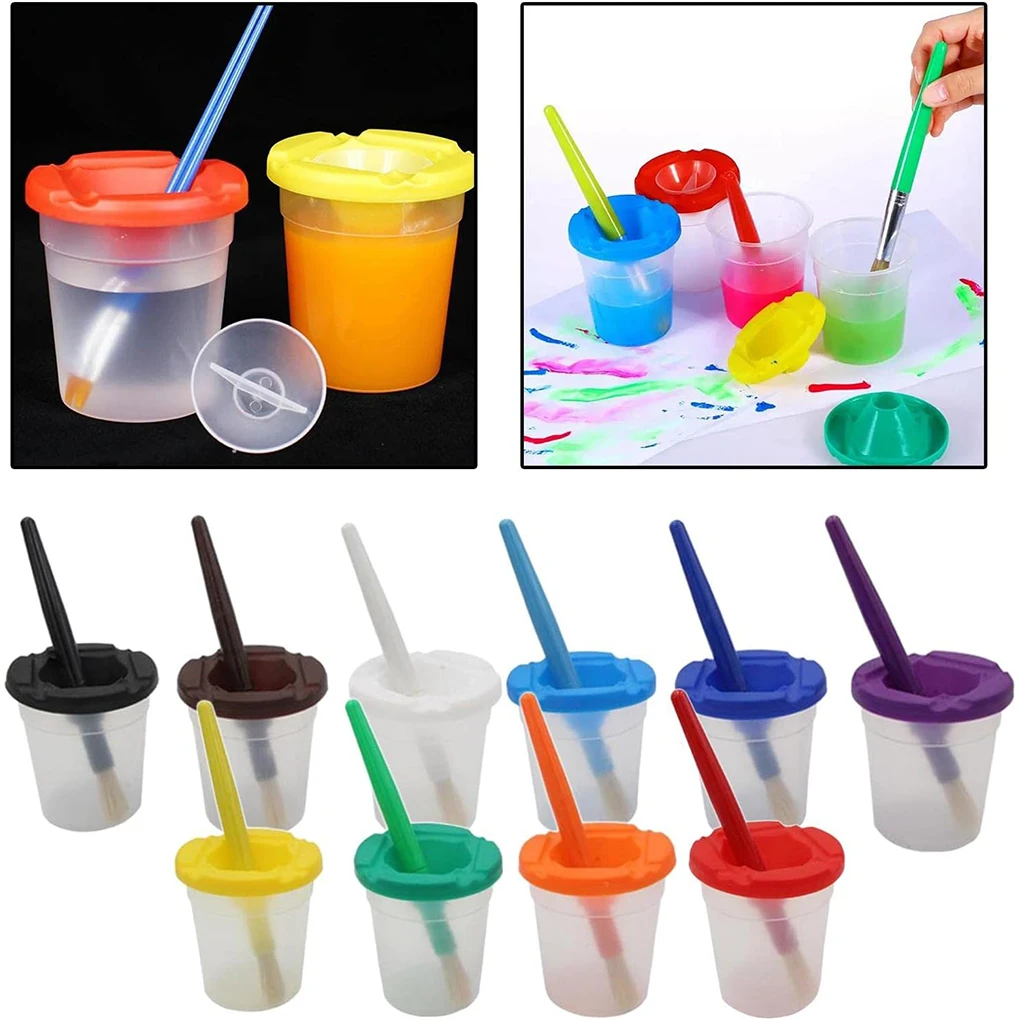 Mess-Free Paint Cups With Lids 10PCS Painting Sets For Kids Lids For Kids Inspire Creativity
