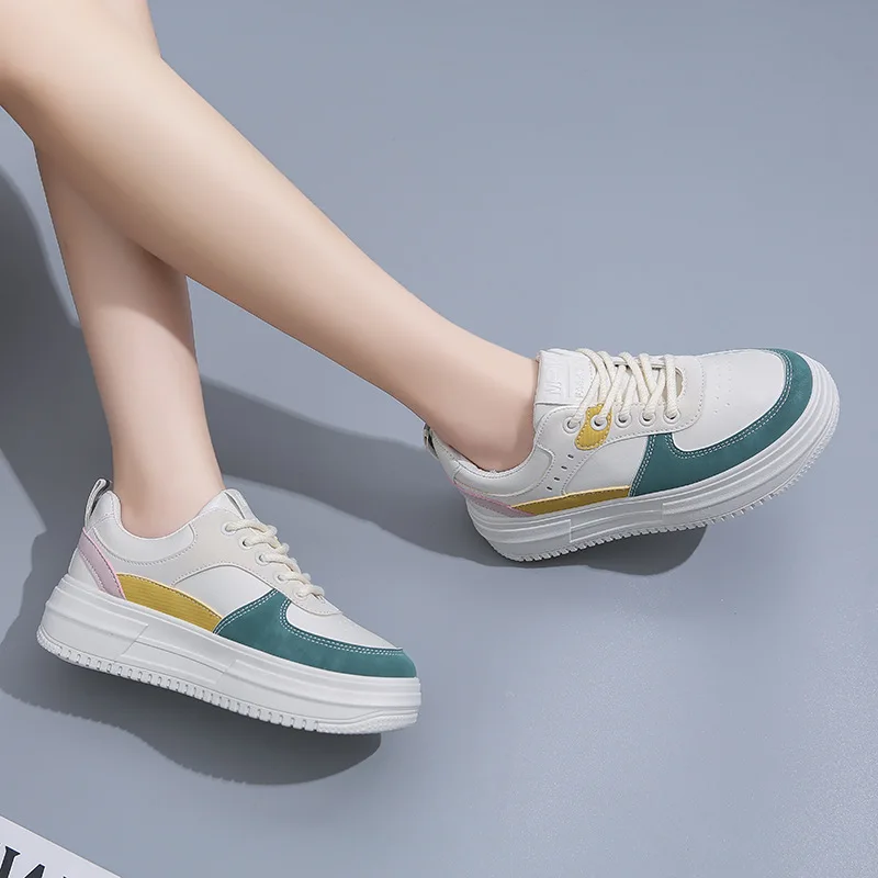 Flat Platform Sneakers Women 2022 New Fashion Cow Suede White Casual Sport Shoes Woman Tennis Trainers Luxury Brand Designer