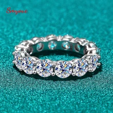 Smyoue-여성을 위한 7ct 5mm 전체 모이사나이트 반지, 남성 스파클링 라운드 컷 전체 장인 다이아몬드 밴드 웨딩 S925 스털링 실버