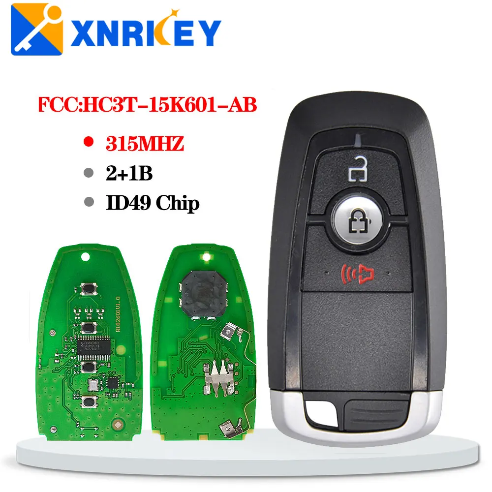 XNRKEY 2+1 Button Car Remote Key ID49 Chip 315Mhz for Ford Edge Fusion F250 F350 F450 2017 2018 Car Key